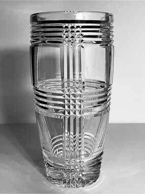 RALPH LAUREN Glen Plaid CRYSTAL VASE / 9 Inches / SLIGHT WEAR / Very Rare